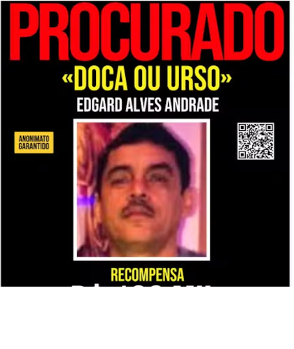Un cartel de "buscado" de la policía carioca con la foto de Edgard Alves Andrade, alias Doca o Urso