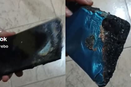 Un celular sufrió una quemadura en la pantalla y en la parte trasera, aunque siguió en funcionamiento