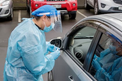 Un centro de pruebas de coronavirus, en el suburbio de Northcote en Auckland