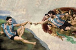 Messi y Maradona, juntos en la "Capilla Sixtina" de Barracas