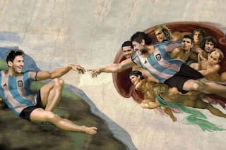 Messi y Maradona, juntos en la "Capilla Sixtina" de Barracas