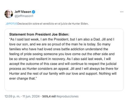 Un corresponsal de Casa Blanca retransmitió el mensaje del presidente Joe Biden