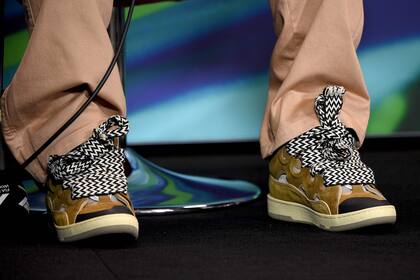 Un detalle de los cordones de las zapatillas de Hamilton