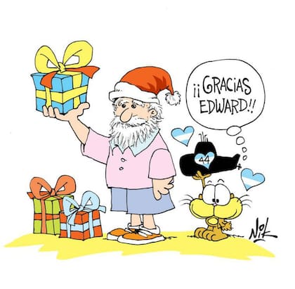 Un dibujo de Edward junto a Gaturro