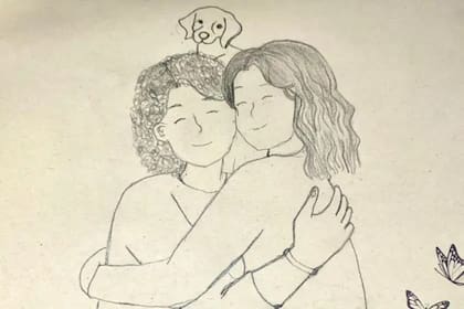 Un dibujo hecho por Mariana de su familia