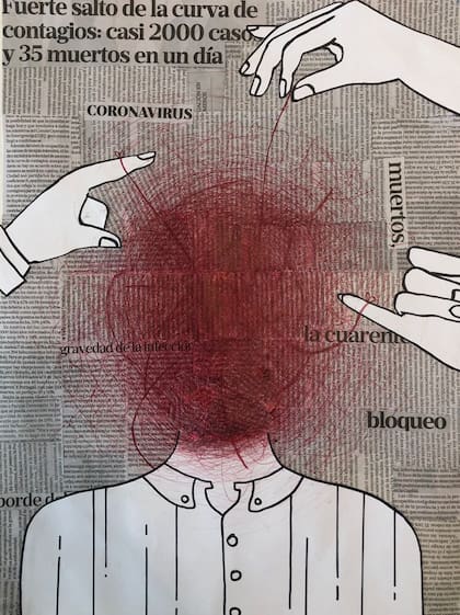 Un dibujo que hizo Sofía y que representa cómo se sintió durante la pandemia y el post. “Si alguien no se quiere levantar del sillón durante las fiestas, no hay que echárselo en cara, sino entender que no todos están contentos y es un tiempo triste para muchas más personas de lo que se cree”, señala Sofía.