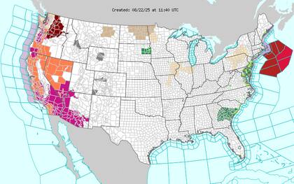 Un domo de alta presión mantendrá temperaturas extremas en el oeste, con pronósticos de 115°F (46°C) en el desierto de Arizona