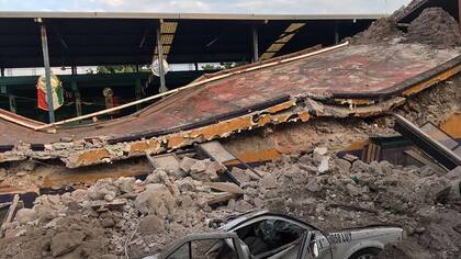 Un edificio destruido en Jojutla, uno de los departamentos más castigados por el terremoto