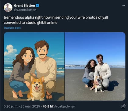 Un ejemplo de la función de ChatGPT que transforma una foto en un animé dibujado al estilo del estudio Ghibli