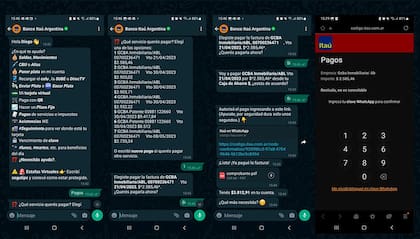 Un ejemplo de la interacción vía WhatsApp con un agente digital del Banco Itaú para usar PagoMisCuentas