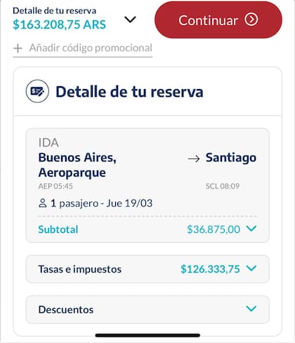 Un ejemplo del peso de los impuestos en el pasaje