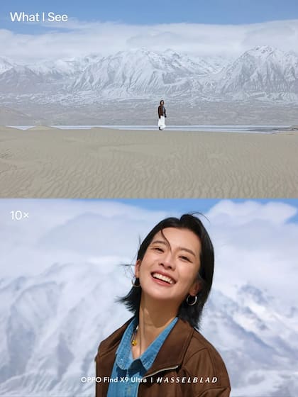 Un ejemplo provisto por Oppo para mostrar el acercamiento que logra el teleobjetivo óptico de 10 aumentos del Oppo Find X9 Ultra