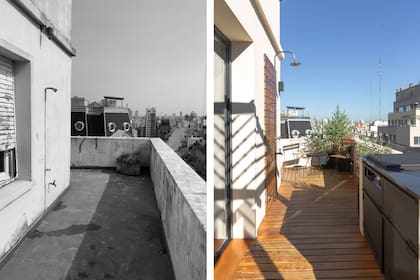 Un elocuente antes y después que empieza por haber eliminado un cerramiento opresivo en el extremo de la terraza.