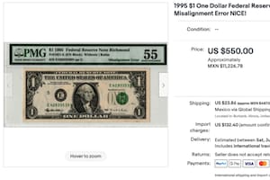 Cómo son los billetes de un dólar con errores de impresión que se venden por casi US$600