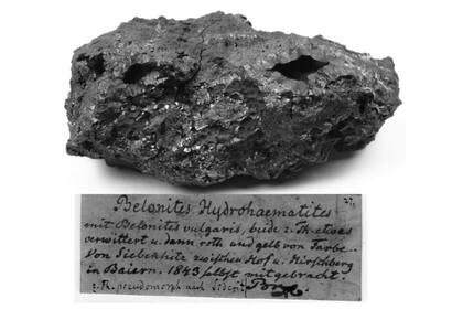 Un espécimen de hidrohematita descubierto por el mineralogista alemán August Breithaupt en 1843, que fue analizado en el nuevo estudio