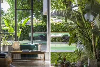 Un espejo entre las plantas siempre provoca sorpresa. Como en el jardín de la diseñadora de indumentaria Gabriela Candiotti