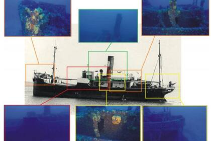 Un esquema que muestra las diferentes partes del buque San Isidro Labrador tal como las encontró el equipo de Kostas Thoktaridis