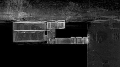 Un esquema que permite ver la estructura de Rolling Hills de manera transversal, el búnker que fuera un refugio para los ataques nucleares durante la guerra frío y que hoy se vende para algún emprendimiento inmobiliario