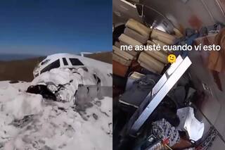 Estaba esquiando, se encontró con el avión estrellado de La sociedad de la nieve y se volvió viral
