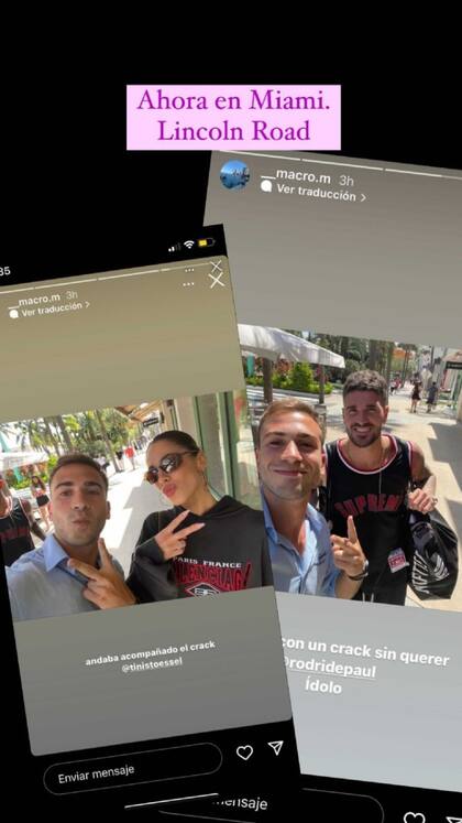 Un fan argentino se encontró con Tini y De Paul en la Lincoln Road (Foto: Instagram @__macro.m)