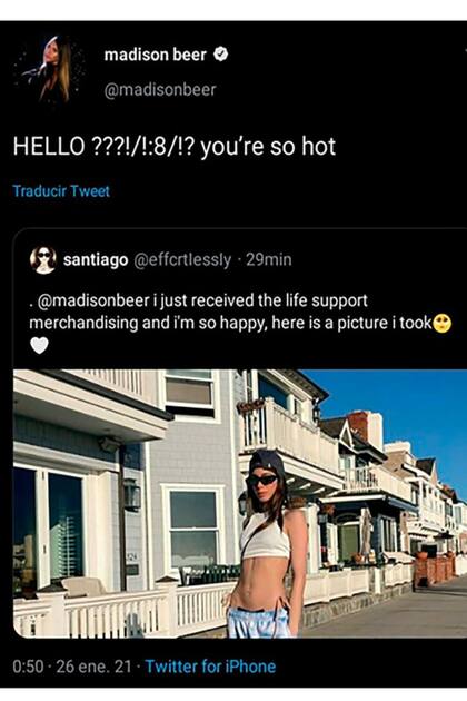 Un fanático de Tini se hizo pasar por la artista argentina y le escribió un mensaje a Madison Beer: ella respondió