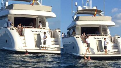 El joven llegó nadando hasta el yate de Messi