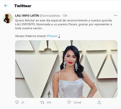 Un fandom de Lali Espósito volvió tendencia a la actriz en Twitter al decir que había sido nominada para los Premios Oscar, pese a que era mentira.