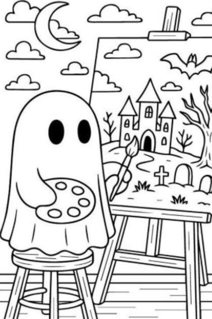 Un fantasma pintor para celebrar Halloween