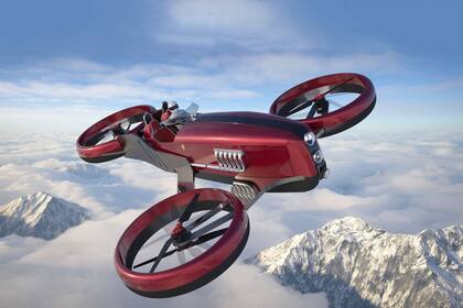 Un Ferrari FD One, un biplaza inspirado en los fórmula 1 de los años cincuenta capaz de volar a 500 km/h y con una autonomía de tres horas