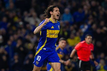 Un festejo de gol de Edinson Cavani, la figura de Boca rumbo al Mundial de Clubes