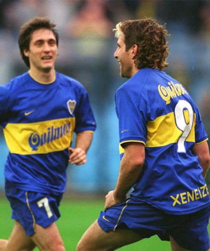 Guillermo Barros Schelotto y Martín Palermo durante su paso por Boca; se enfrentarán como DT's este miércoles