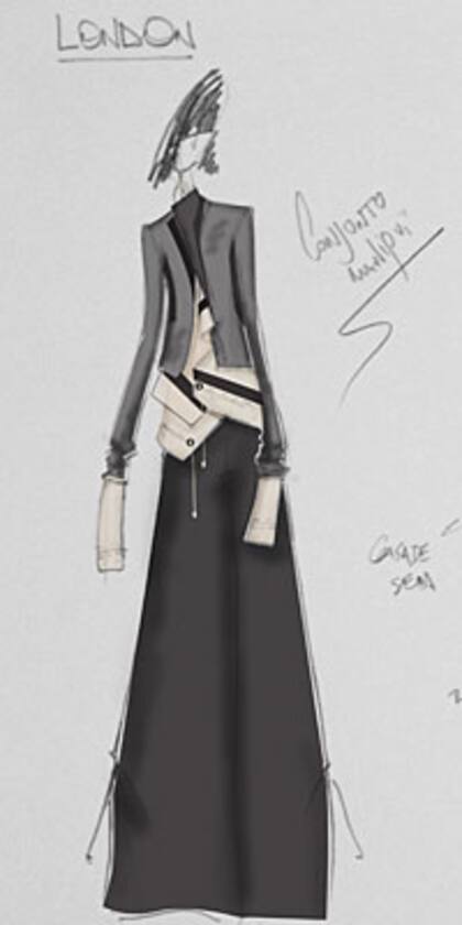 Un figurín de un conjunto de Luz Ballestero