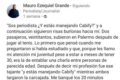 Un fragmento del relato que compartió el hombre en su red de Linkedin