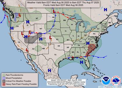 Un frente estacionario sobre el sureste provocará lluvias intensas hasta el viernes, con riesgo de inundaciones repentinas en zonas urbanas, caminos y áreas bajas, según alertas del Servicio Meteorológico Nacional