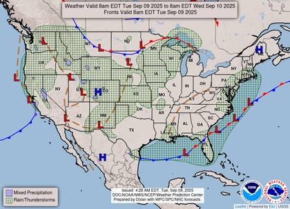 Un frente estacionario sobre Florida y la costa central del Golfo de México favorecerá la formación de lluvias y tormentas eléctricas