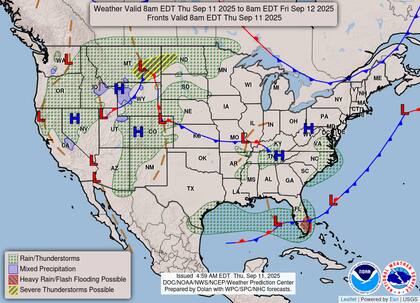 Un frente estacionario sobre la península de Florida aportará humedad tropical