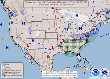 Un frente frío de lento desplazamiento generará lluvias y tormentas eléctricas constantes en los estados del sur