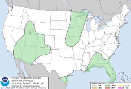 Un frente frío estacionado sobre el norte de Florida y la costa del Golfo mantendrá la posibilidad de lluvias y tormentas eléctricas diarias