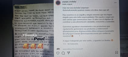 Un gin y un vermouth cordobeses de regalo para el exBeatle.