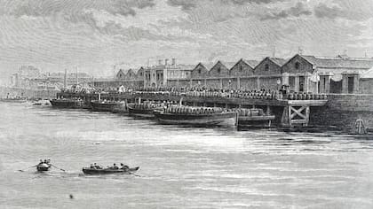 Un grabado del siglo XIX de la fábrica de cerveza Guinness en Dublín, que fue una de las más grandes del mundo.