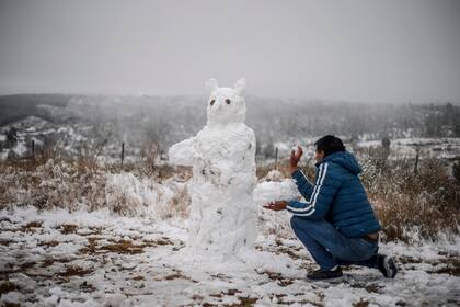 Un gran oso de nieve en el Valle de Calamuchita, Villa Berna, Córdoba