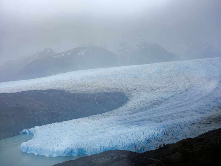 El glaciar Grey y un gran témpano desprendido, detenido en una bahía del lago homónimo. Fotos: Nicolás Janowski