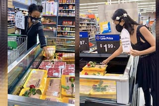 Activistas veganos llevaron flores y “velaron” la carne en un supermercado