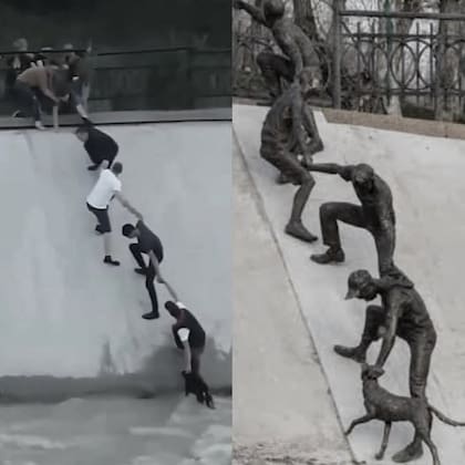 Un grupo de jóvenes fueron homenajeados por salvar a un perro en Kazajistán