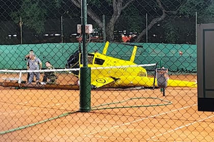 Un helicóptero cayo en las canchas de tenis del circuito KDT
