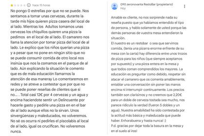 Un hombre dejó una mala reseña en Google y el restaurante le respondió.