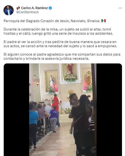 Un hombre ofreció apoyo jurídico al sacerdote afectado a través de su cuenta de Twitter