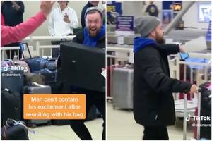 Recuperó su equipaje en el aeropuerto y el momento se hizo viral