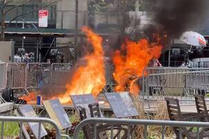 Un hombre se prendió fuego frente al tribunal de Nueva York donde Trump enfrenta un histórico juicio