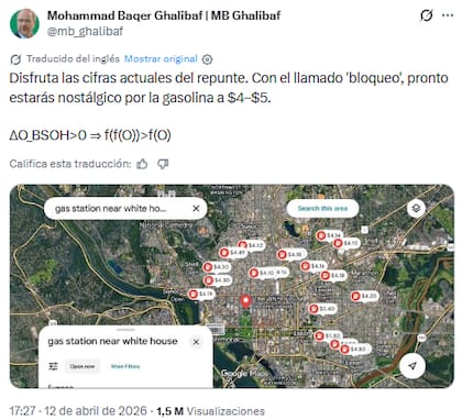 Un importante funcionario de Irán se burló de los precios de los combustibles en la zona donde se ubica la Casa Blanca